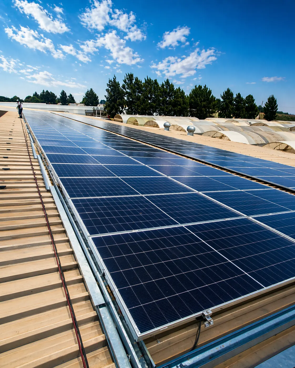 PV panels installed on an industrial roof